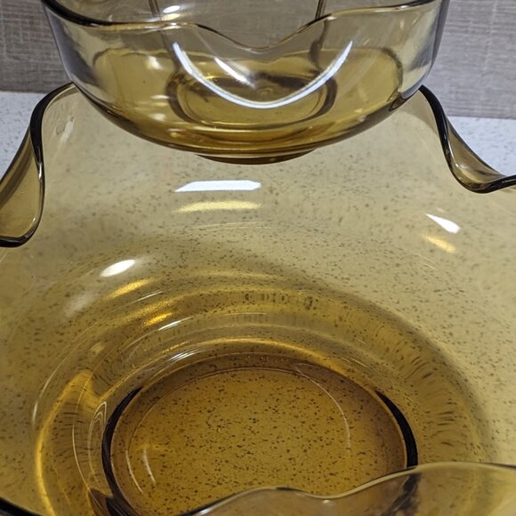 Vintage Amber Anchor Hocking 3 Piece Chip & Dip Set - Picture 3 of 6